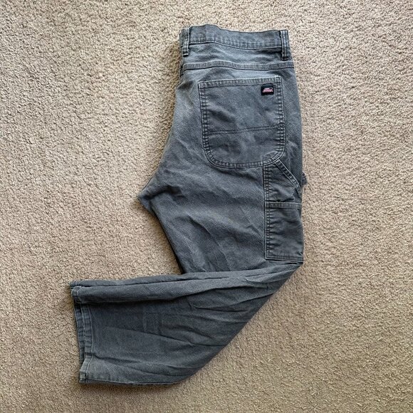 Dickies Pants Mens 40x29 High Rise Carpenter Straight Leg Grey Canvas - Picture 1 of 13